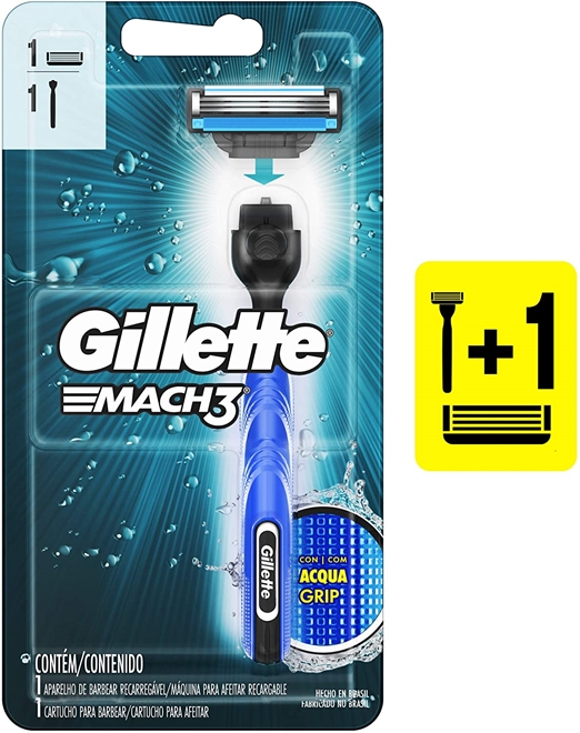 Aparelho de Barbear Gillette Mach3 Acqua Grip